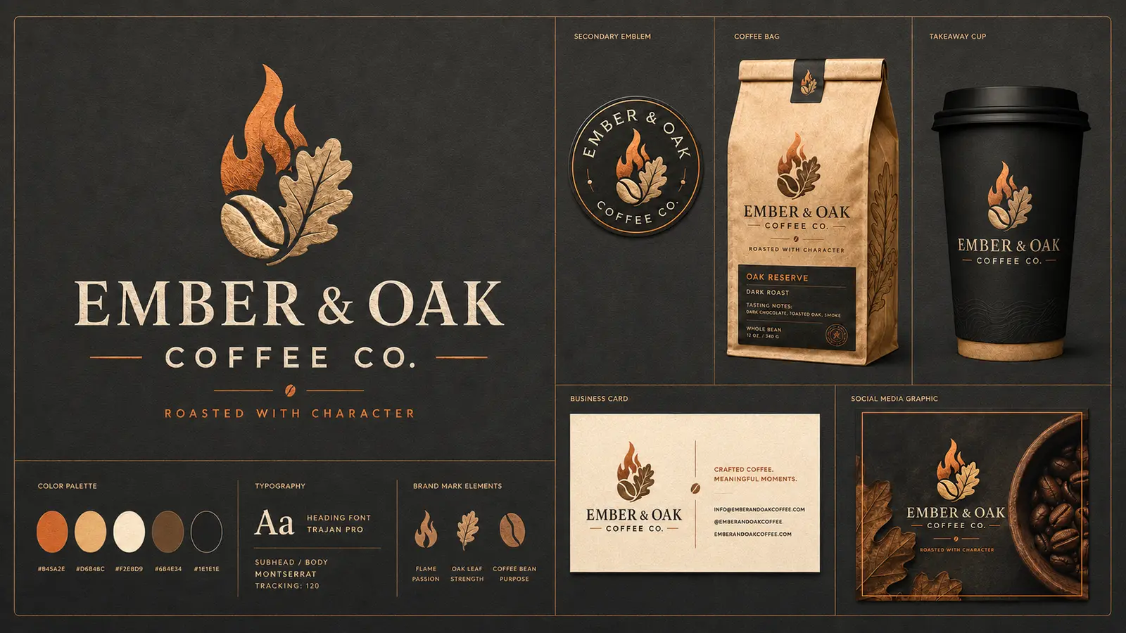 Ember and Oak Coffee Co. brand identity concept